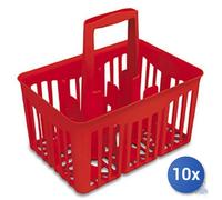10x CESTELLO PORTABOTTIGLIE LT 1 IN PLASTICA ROSSO A 6 POSTI