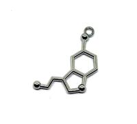 10X Ciondolo in metallo SEROTONINA Molecola caffè BOMBONIERA LAUREA 1DPE