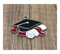 10X Ciondolo metallo TOCCO con PERGAMENA decorazione bomboniera LAUREA 05GC