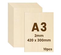 10x Compensato 3mm | Pannello Compensato per Pirografia & Taglio Laser | Legno per Modellismo di Precisione Fai da Te (A3-420x300x2mm)