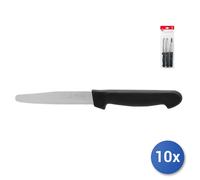10x Confezioni Home di 3 coltelli a punta tonda con manico in plastica nero di