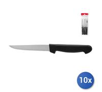 10x Confezioni Home di 3 coltelli in acciaio inox e manico nero di dimensioni di