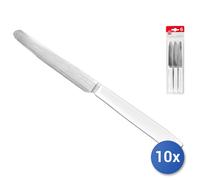 10x Confezioni Home di 6 coltelli a punta tonda con manico bianco e lama