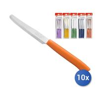 10x Confezioni Home di 6 coltelli a punta tonda con manico bianco e lama di inox