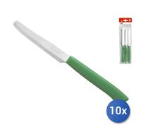 10x Confezioni Home di 6 coltelli a punta tonda con manico verde e lama di inox
