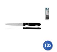 10x Confezioni Marietti di 6 coltelli da bistecca a punta tonda con manico nero