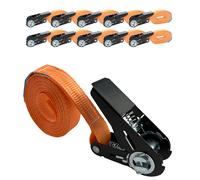 10x Cricchetto Cintura di Tensione Arancione 1-tlg 4m 0,8t 800kg Nero Chiusura