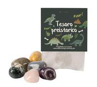 10x "Dinosauri" pietre portafortuna / "Magico portafortuna" - pietre magiche portafortuna come regalo di compleanno per bambini - portafortuna bambini - dinosauri portafortuna per bambini