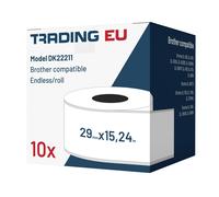 10x Etichetta comp. con Brother DK22211 29 mm x 15,24m continua +1x supporto riu