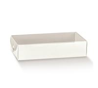 10X FIBRA BIANCO Scatola bomboniera DOLCEZZA Coperchio Pet 20x15x3.5 cm 12B6