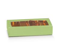 10X FIBRA VERDINO 12x5x3 cm Scatola Portaconfetti 4 Scomparti BOMBONIERA 181K