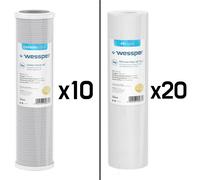 10x filtro a carbone attivo, 20x Cartuccia filtro acqua per sedimenti