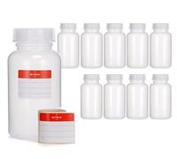 10x flaconi a collo largo da 500 ml in LDPE con chiusura a vite, flaconi vuoti per prodotti chimici, flaconi da laboratorio con coperchio come contenitore, per la cucina, per laboratorio o per hobby