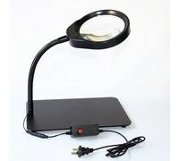 10x ingrandire Il Vetro con Luce e Supporto, Lampada da scrivania a ceroo d'ira a Collo di Coccole dimmettibile, leggi di ingrandimento Illuminato a LED per la Lettura Artigianale di Pittura da