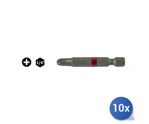 10x Inserti Bits Croce Ph Maurer Plus In Acciaio S2 Conf Pz 2 1/4 - Ph 3 - Mm 50