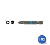 10x Inserti Bits Croce Pzd Maurer Plus In Acciaio S2 Conf Pz 2 1/4 - N 2 - Mm 50