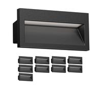 ledscom.de 10 Lampada da incasso a parete a LED NOLA, downlight per esterni, IP54, nero opaco, 140 x 70 mm, bianco caldo