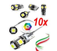 10x Lampadina auto LED XENON BIANCA T10 w5w 5Smd 5050 Canbus No-Error 6.000k 12v