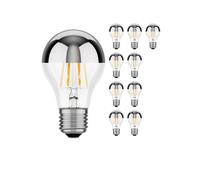ledscom.de 10 pezzi E27 lampadina LED, A60, bianco caldo (2700 K), 6 W, 667lm, testa a specchio (argento)