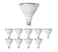 ledscom.de 10 pezzi lampadina LED E27, PAR38 collo corto, bianco caldo (2700 K), 15,7 W, 1152lm, 42°, specchio riflettore (argento)