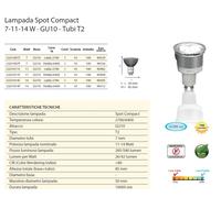 10X LAMPADINE FLUORESCENTE NOVALINE SPOT COMPACT 14W GU10 TUBI T2 LUCE CALDA
