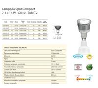 10X LAMPADINE FLUORESCENTE NOVALINE SPOT COMPACT 7W GU10 TUBI T2 LUCE FREDDA