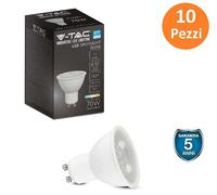 10 PEZZI LAMPADA LED FARETTO INCASSO V-TAC GU10 DA 7,5W SMD SPOTLIGHT SAMSUNG