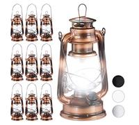 10x Lanterna LED, Lampada Decorativa retrò per Finestre o da Giardino, a Batteria, Bronzo