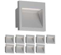 ledscom.de 10 Lampada da incasso a parete a LED NOLA, downlight per esterni, IP54, grigio opaco, 90 x 90 mm, bianco caldo