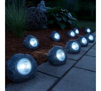 10x lampade solari a LED illuminazione per esterni percorso da giardino design in pietra faretti luci grigie
