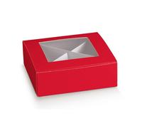 10X LINO ROSSO 12x12x4cm Scatola portaconfetti Finestra e Divisorio 1B8L