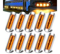 10x Luce di Ingombro Laterale Ambre,12V/24V 4 LED Indicatore di Direzione Laterale Posteriori indicatori di Luce luci di Posizione Laterali con Cornice Cromata per Camion Caravan Trattore Bus