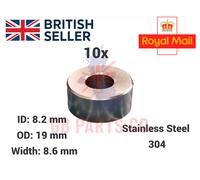 10x M8 Acciaio Inox Distanziale 8.2mm Id X 19mm Od X 8.6mm - Collare Boccola