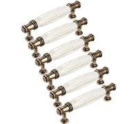 10x Maniglia a Forma di Fiocco, Stile Vintage, Maniglia a T per Porta della Cucina, armadietto, cassetto, Camera da Letto, Maniglie in Ceramica e Lega di Zinco, Centro Fori 110mm, Lunghezza 138mm