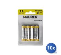 10x Maurer Batteria Super Alcalina Stilo Conf Pz 8 Volt 1,5 - Aa Lr6