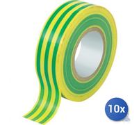 10x NASTRO ISOLANTE MAURER IN PVC GIALLO-VERDE AUTOESTINGUENTE mm15 x 10 MT