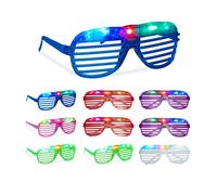 Relaxdays Occhiali LED da Festa, Set da 10 Party Glasses Luminosi, 3 Luci, Gadget Fluo Adulti, da Discoteca, Colorati, 5,5 x 15 x 3 cm