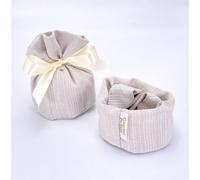 10X OTTOMAN Sacchetto Portaconfetti GRIGIO 12x12x6 cm BOMBONIERA 15FM