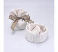 10X OTTOMAN Sacchetto Portaconfetti PANNA 12X12X6 cm BOMBONIERA 15DW