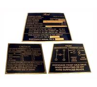 10x PIASTRA DATI CRUSCOTTO NERA IN OTTONE 3 UNITÀ PER JEEP FORD CJ2A CJ3A CJ3