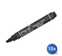 10x Pica Market Marcatore Permanente Punta A Scalpello Classic 521 Pica Nero