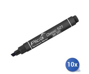 10x Pica Market Marcatore Permanente Punta A Scalpello Classic 521 Pica Nero