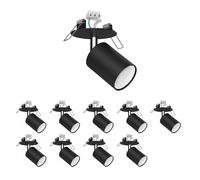 10x plafoniera da incasso WAIKA orientabile nera opaca rotonda 80mm Ø 1x GU10