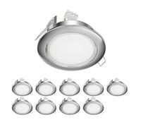10x plafoniera da incasso ZOBE II acciaio inox opaco rotonda 107mm Ø 1x GX53 [EEK: F]