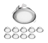 10x plafoniera da incasso ZOBE II acciaio inox opaco rotonda 107mm Ø 1x GX53 [EEK: F]