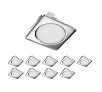 10x Plafoniera da incasso ZOBE II cromo lucido angolare 10,7 x 10,7cm 1x GX53