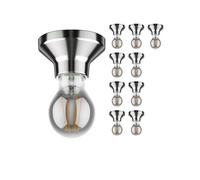 10x plafoniera/porta lampada ELEKTRA in porcellana argento lucido 1x E27 max.