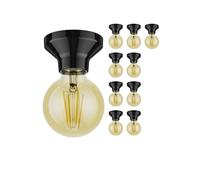 10x plafoniera/porta lampada ELEKTRA in porcellana nera lucida 1x E27 max. [EEK: E]