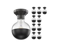 10x plafoniera/porta lampada ELEKTRA in porcellana nera lucida 1x E27 max. [EEK: F]