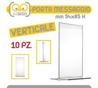 10x PORTA MESSAGGIO BIFACCIALE VERTICALE 54x85 locandina depliant bar porta menù